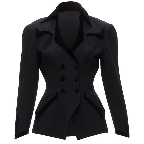 Thierry Mugler Jackets & Blazers - Thierry Mugler curved lapel velvet shadow peplum blazer